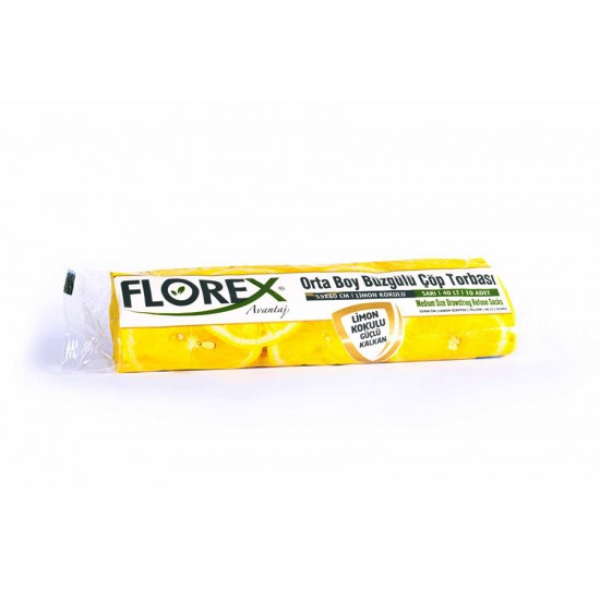 Florex Limon Kokulu Büzgülü Orta Boy Çöp Torbası 55 x 60 cm