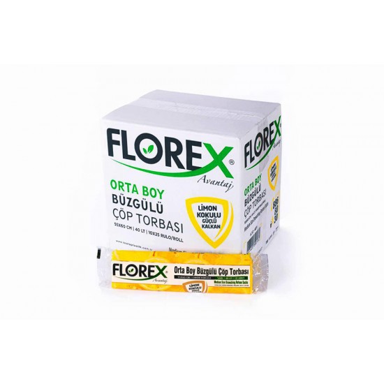 Florex Limon Kokulu Büzgülü Orta Boy Çöp Torbası 55 x 60 cm